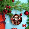 Vánoční ozdoby Santa Claus/Sobi/Tučňák/Perníkový muž v červeném kostkovaném designu na zip Kulaté 2D akrylové ozdoby na sváteční strom