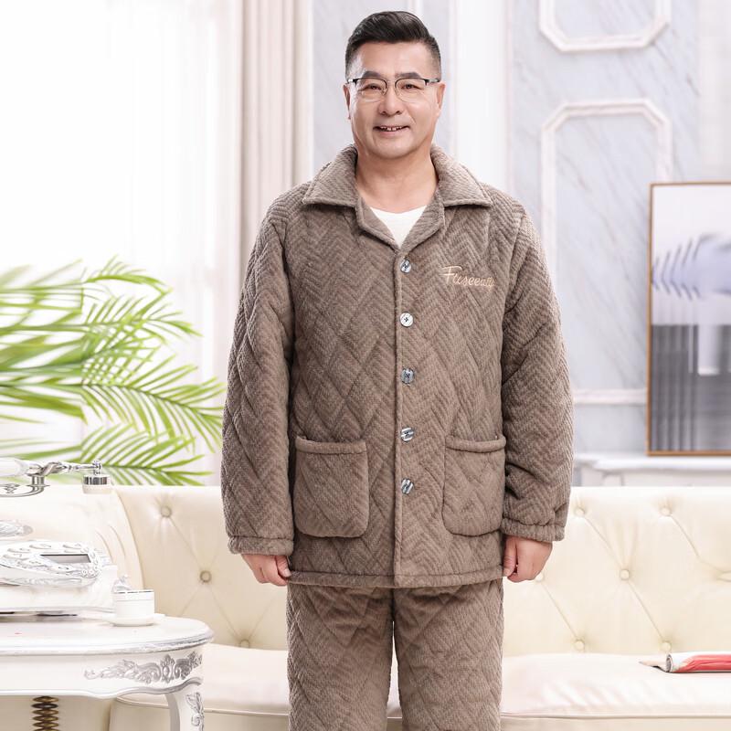 YUZHAOLIN Men's Thickened Fleece Pajama Set