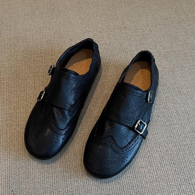 

В наличии: Женские броги из натуральной кожи в ретро британском стиле – Лоферы с резной пряжкой на ремне 37 чёрный