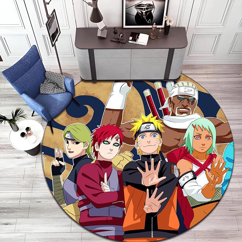 Famous cartoon NARUTO protagonist Uzumaki Naruto round carpet soft home decoration anti-slip door mat outdoor picnic mat carpet M2