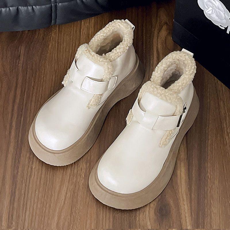 Women's Soft Sole Winter Warm Fur One Snow Boots Padded Lined Ankle Boots Anti-slip Hiking Casual Sports Cotton Boots Martin Boots