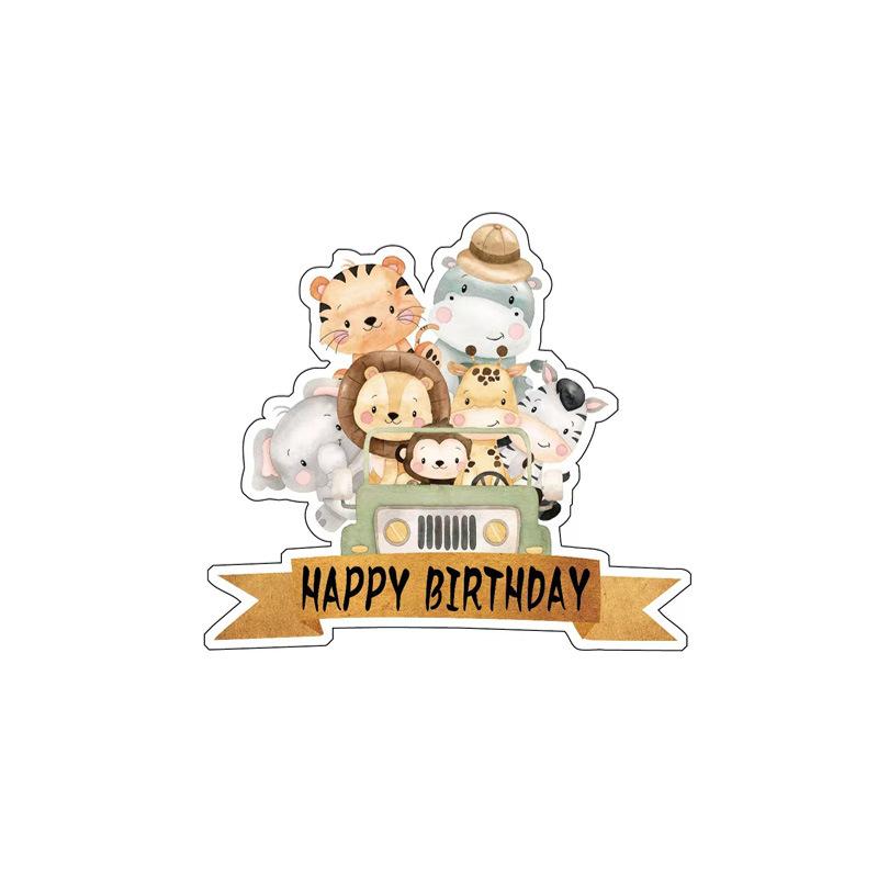 Dschungel-Tier-Geburtstagsparty-Dekoration Zoo-Partyzubehör Papier Teller Papiertassen Tischdecken Geburtstagsfest