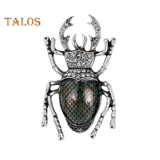 

Брошь в форме жука, инкрустированная стразами, эмалированная булавка, яркий внешний вид, пальто, сумка с лацканами, шаль, значок, ювелирные аксессуары серебряный