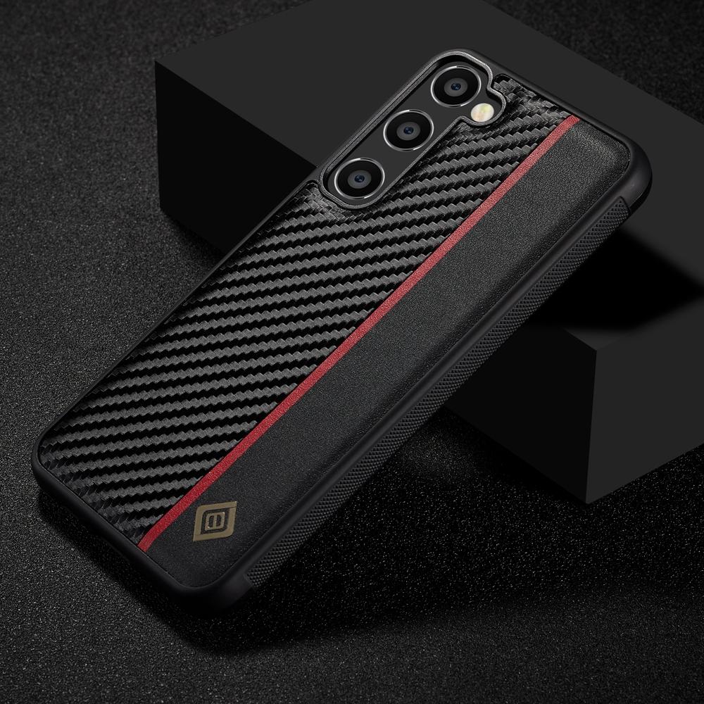 For Samsung Galaxy S25 S24 S23 S22 S21 S20 Ultra S10 Plus FE 5G Case PU Leather Carbon Fiber Style Shockproof Back Cove