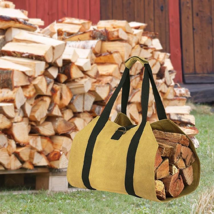 Canvas Firewood Carry Tote Bag Camping Firepalce Wood Bag with Straps Handles