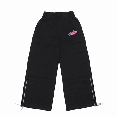 Letter Elastic High Waist Loose Wide Leg Cargo Pants Women Pants Black HF6422010