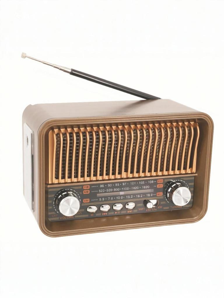 Retro Multi-band Radio with Bluetooth, MP3, Flashlight & Card Slot