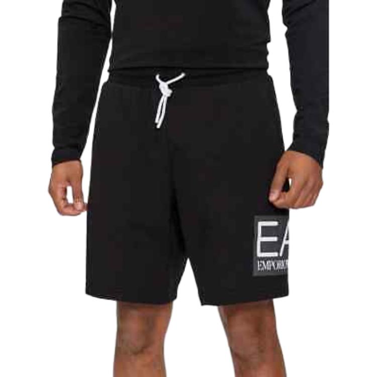 Emporio Armani EA7 SS24 Logo Letter Print Drawstring Casual Shorts Men Shorts Black 3DPS63-PJ05Z-1200