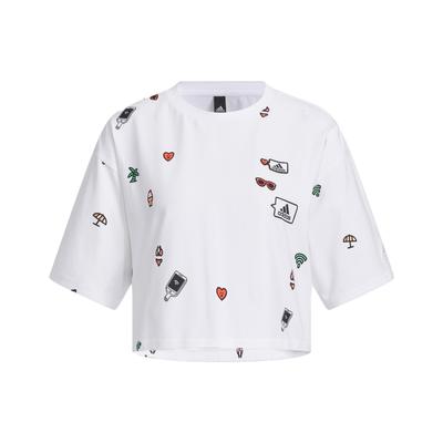 Graphic Print Logo T-Shirt Women Tops White HY2829