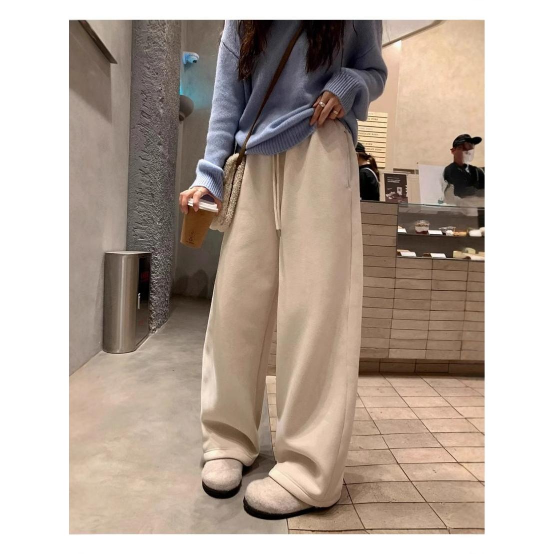 

Бархат из овечьей шерсти Тяжелые Очень Толстые Плюс Бархат Матовые Повседневные Брюки Женские С высокой талией На кулиске Теплые Прямые Широкие Длинные Брюки S белый