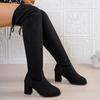 Women's Shoes, Over-the-knee Boots, Women's Boots, Thick Heels with LACES At The Back, High Heels, Round Toe