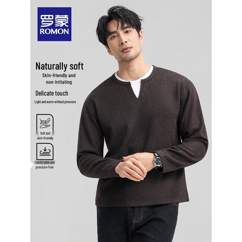 ROMON Men's Faux Two-Piece Wool Blend Thermal Knit Sweater