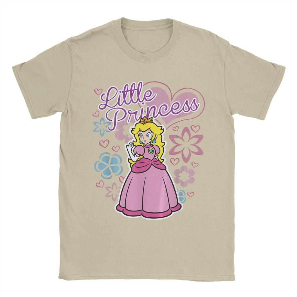 Super Marios Peach Little Princess Flowers and Hearts T Shirts for Unisex 100 Cotton TShirts Tees Short Sleeve Clothing Big Size