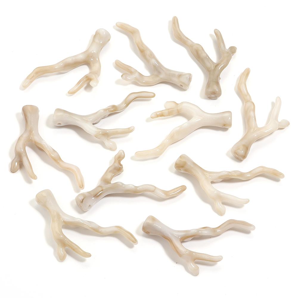 

20pcs/lot Dual Color Imitation Coral Acrylic Beads Deer Horn Shaped Beads Loose Beads For Jewelry Making DIY Charms Accessories