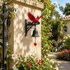 Hand Painted Outdoor Wall Decor Red Bird Mounted Doorbell, Resin Garden Hanging Bell, Handcrafted Door Bell Weatherproof Ornament for Farmhouse Porch