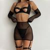 Women's Sexy Strappy See-through Mesh Underwear Five-piece Set