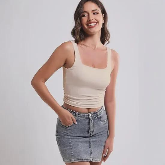 Maiou de vară pentru femei cu gât pătrat și fără mâneci - Design elegant