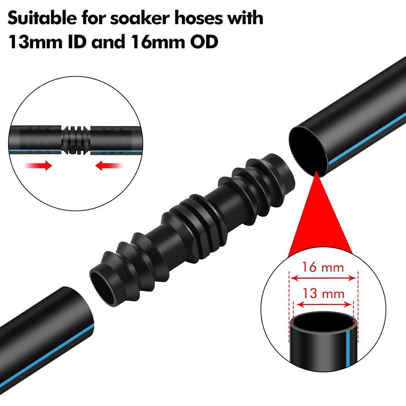 5/8Pcs Plastic Barbed Garden Hose Connectors 13mm (1/2 Inch) Pipe/Hose Irrigation Connectors Black Garden Irrigation Fitting Set