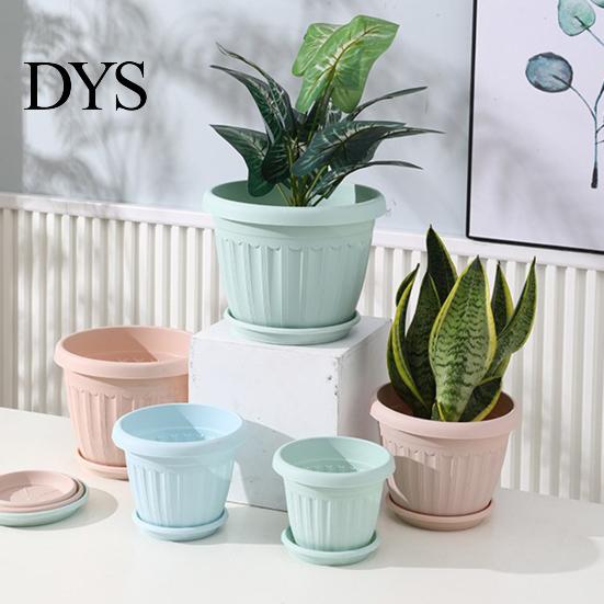 Imitation Ceramics Flowerpot Flower Pots Lightweight Thickened Large Capacity Deep Anti-deformation Decorative Planter Macaron Color Pot Greenery
