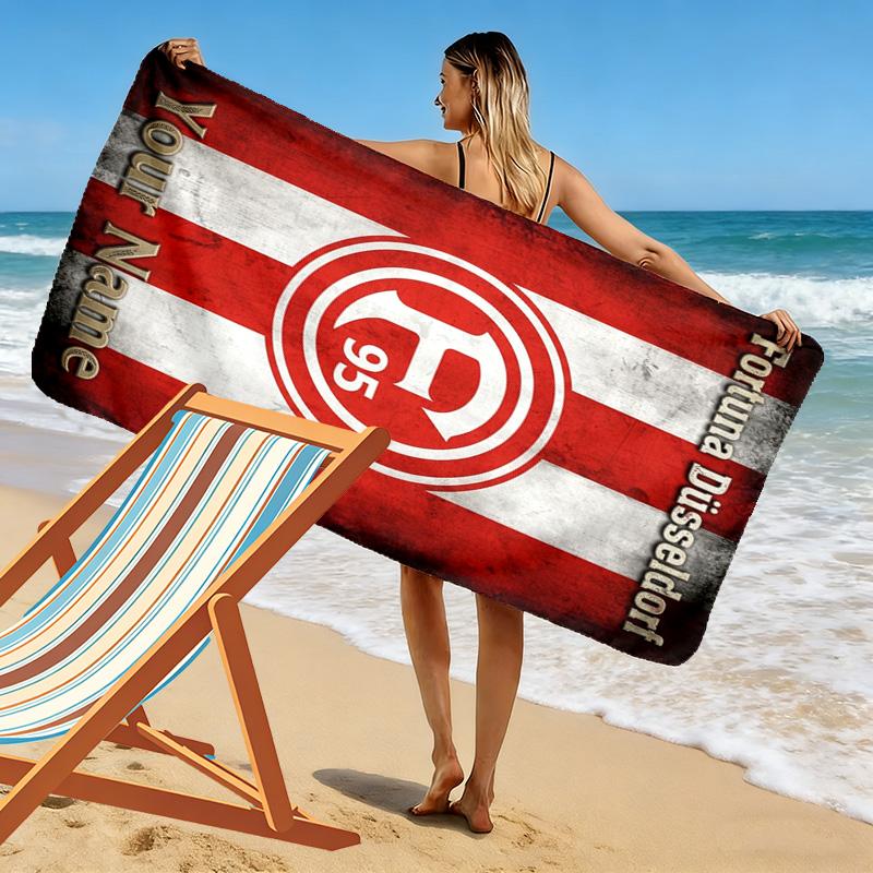 Name Custom Fortuna Düsseldorf Print Beach Towel, Large Soft Quick Dry Towel for Beach Camping Swimming
