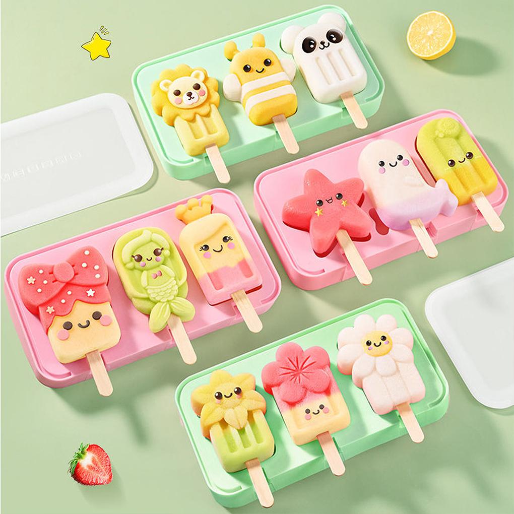 Silica Gel Silicone Small Popsicles Molds With 50 Wooden Sticks Easy-release Homemade Ice Molds Set