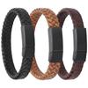 Braided Leather Bracelet Magnetic Buckle 20.5cm Vintage Bracelet PU Stainless Steel for Couple Decoration Men Christmas Gift