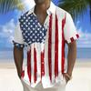 Men's 4th of July U.S. 250th Anniversary Cross US Flag Shirt Cuban Collar Shirt Button Up Shirt Short Sleeve