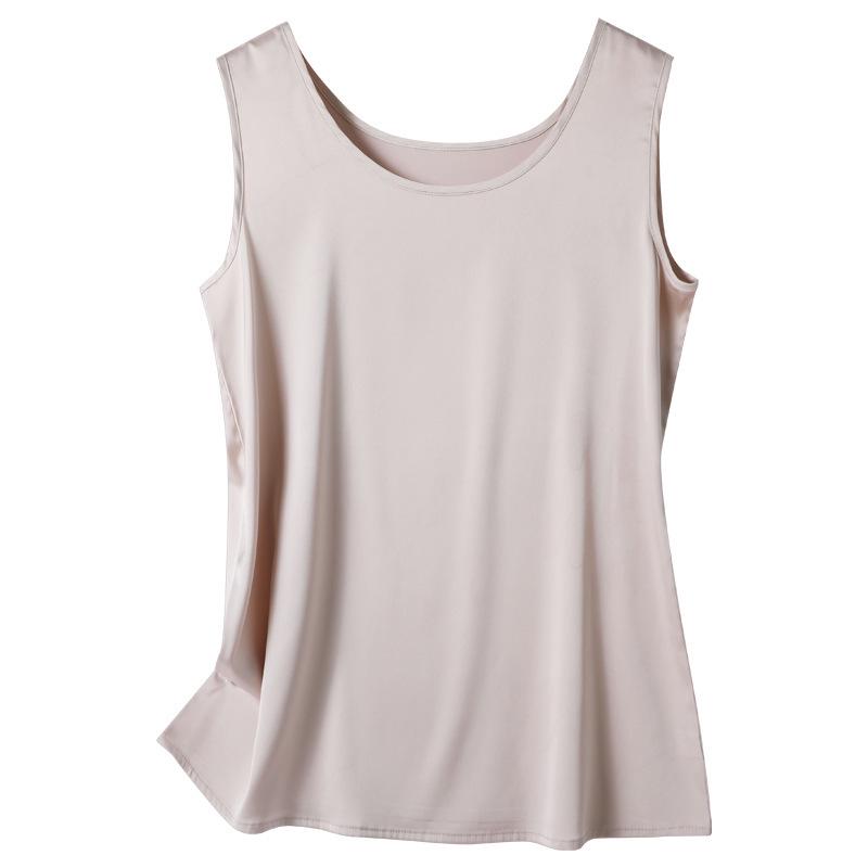 Women's Silk Satin Cami Top - Ice Silk, Mulberry Blend, Loose Fit, White/Black Options