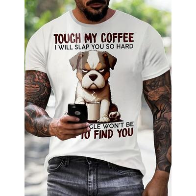 European Sizes Men'S Stylish 3D Funny Dog Graphic T-Shirt, Comfortable Round Neck Short Sleeve Casual Top