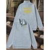 Men's Half Zip Hooded Sweatshirt Loose Casual Pullover with Gold Logo Lettering Daily Jacket Hooded Sweatshirt Front Half Zip