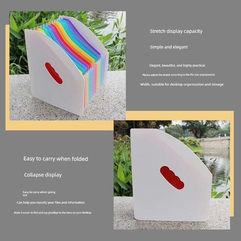 Fresh Desktop Student Document Rack Folder White Surface + Color Inner Pages(Vertical Style)