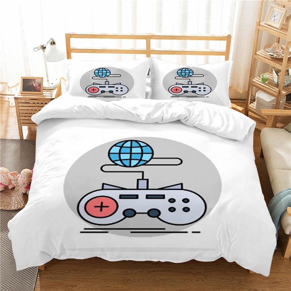 Bedding Set 3D Gamepad Print Bed Cover Bedclothes Home Three Piece Warm Polyester Pillowcase Quilt Cover