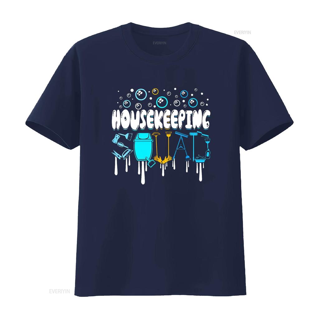 Housekeeping Squad Cleaner Cleaning Housekeeper T Shirt Vintage Washed Stretched Stylish Unisex Homme Soft Designer Clothes
