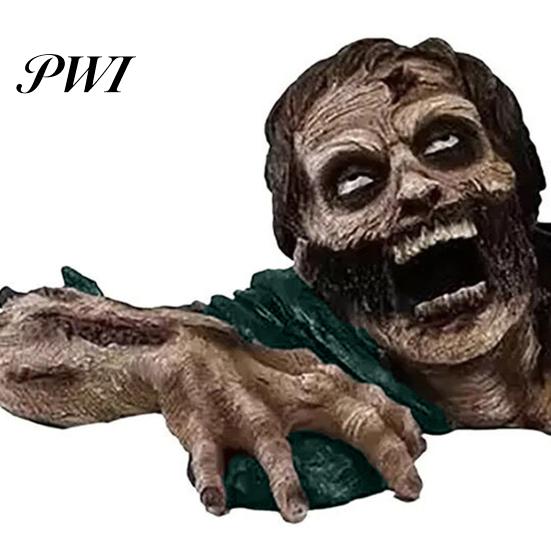 Halloween Zombie Lantern Ornament Spooky LED Light Resin Creepy Statue for Home Outdoor Garden Decoration Long-lasting