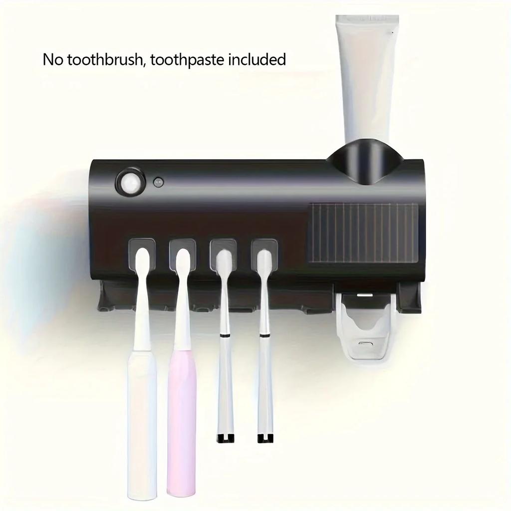 1pc/2pcs  Smart UV Toothbrush Sanitizer with Automatic Toothpaste Dispenser, Wall-Mounted UV Toothbrush Sterilizer