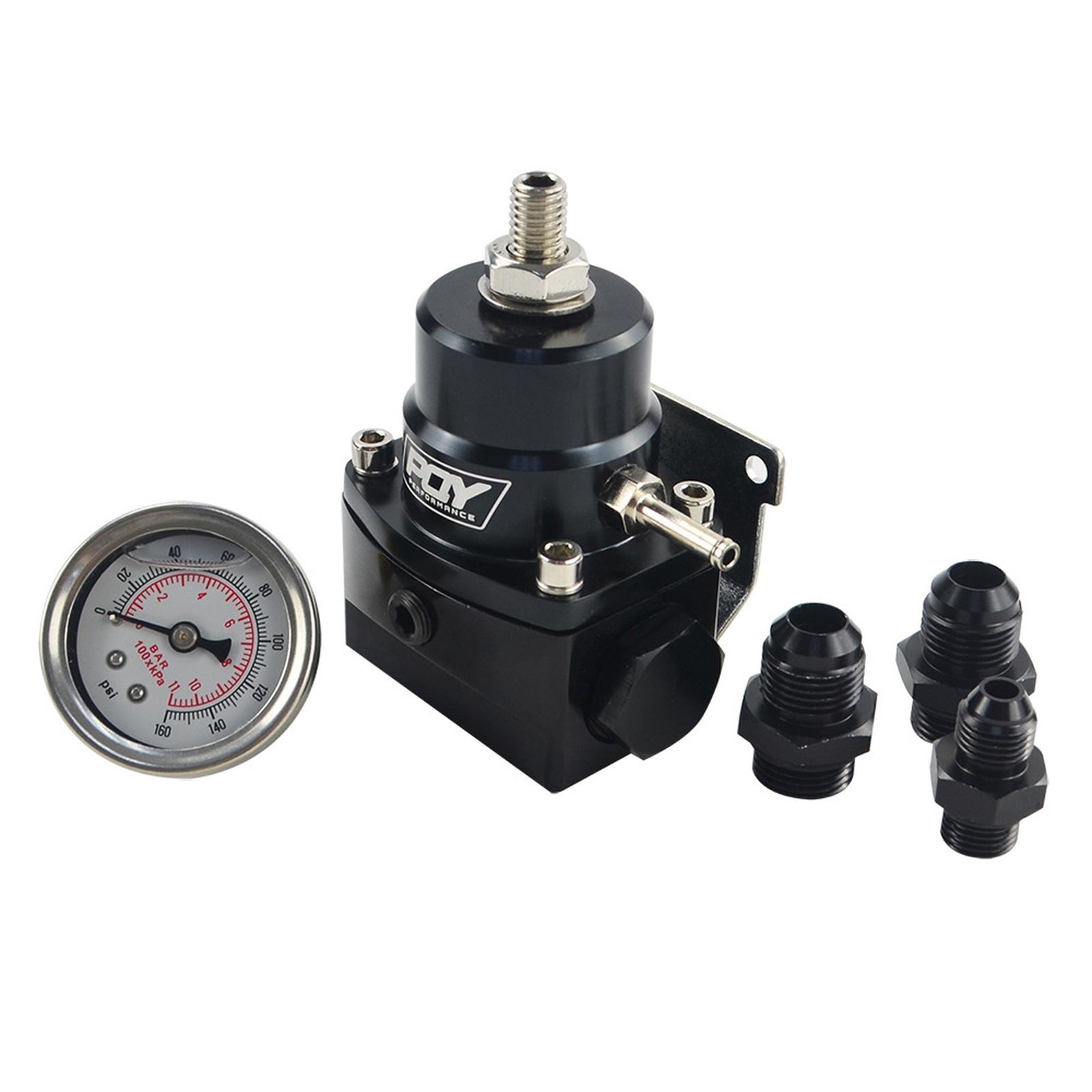 

WLR RACING - AN8 high pressure fuel regulator w/ - 8AN 8/8/6 Fuel Pressure Regulator with gauge WLR7855 One Size