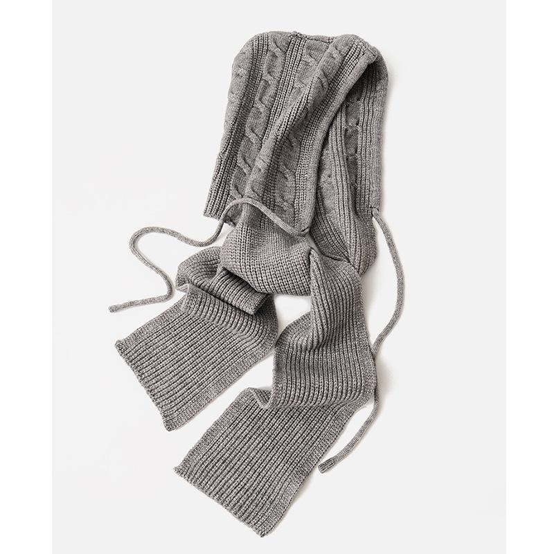 

Женская вязаная шаль с капюшоном: Шерстяная шапка-шарф-жилет, комплект на осень/зиму Above 175 cm