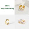 1/3PCS Adjustable White Black Multi Love Heart Cuff Stainless Steel Ring bandChunky Stackable Open Band Rings For Women Jewelry