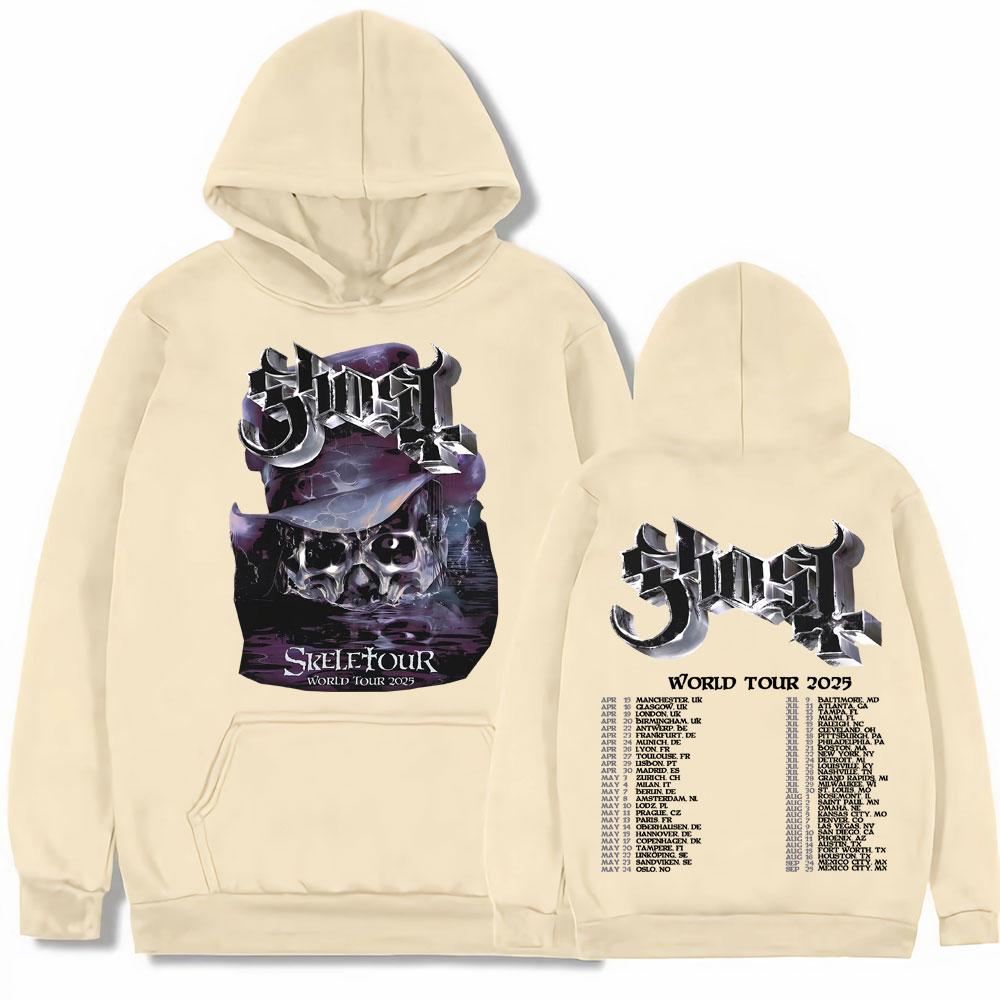 Band Ghost Skeletour World Tour 2025 Print Sweatshirts Men Women Hip Hop Gothic Harajuku Hoodies Oversized Pullovers Streetwear