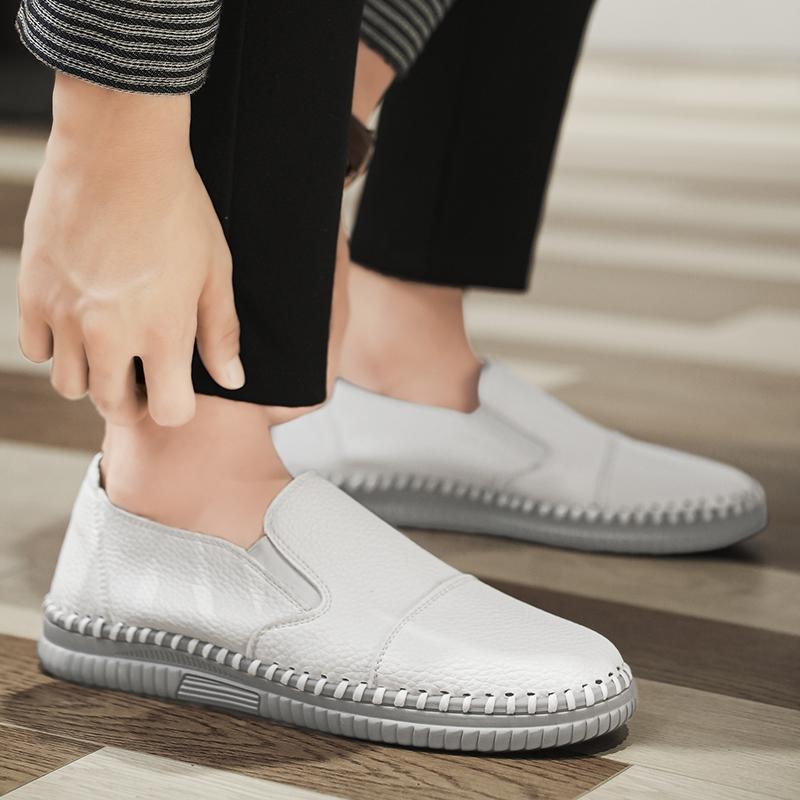 Summer Mens Leather Loafers Shoes Breathable Slip On Business Men Casual Shoes Classic Comfy Driving Walking Sneakers Moccasins