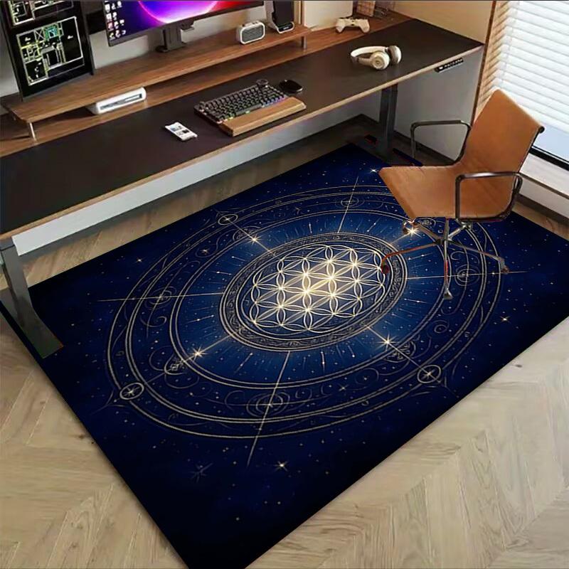 1PC Sacred Geometry Starry Sky Non-Slip Floor Carpet Compatible for Office&Living Room&Bedroom&Dining room - Flat- Soft & Pattern, Vibrant Colors-W269