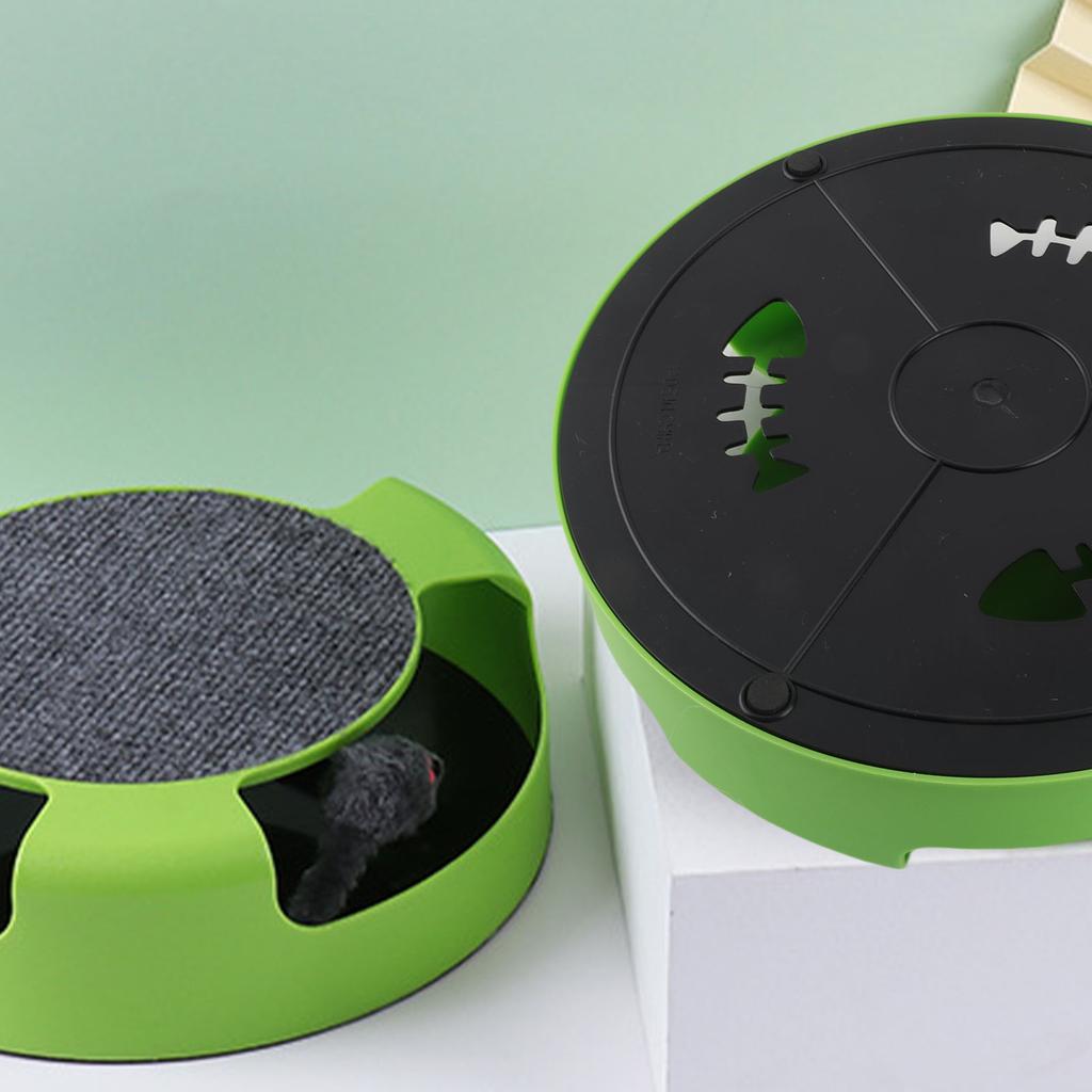 Catch Mouse Motion Cat Toy Interactive Fun Puzzle Rotating Cat Mouse Chase Toys with Scratching Pad for Cats Kittens