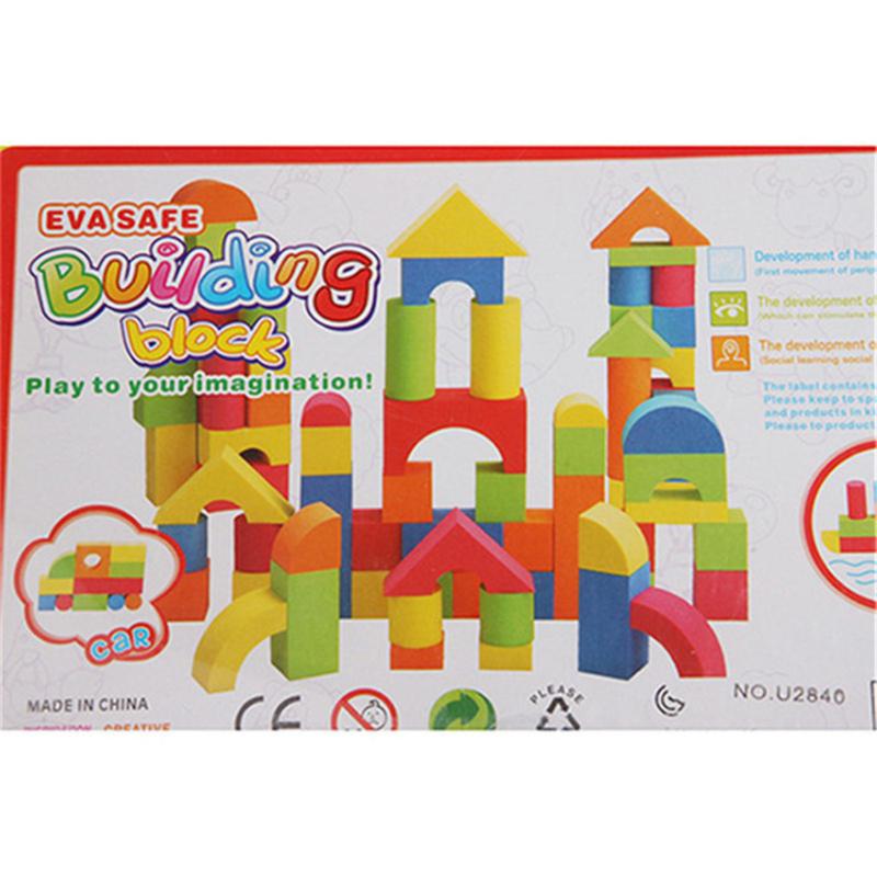 46Pcs  Eva Safe Children Building Brick Block Foam Construction Soft Toy Kid Kids Intelligence Exercise Assembled