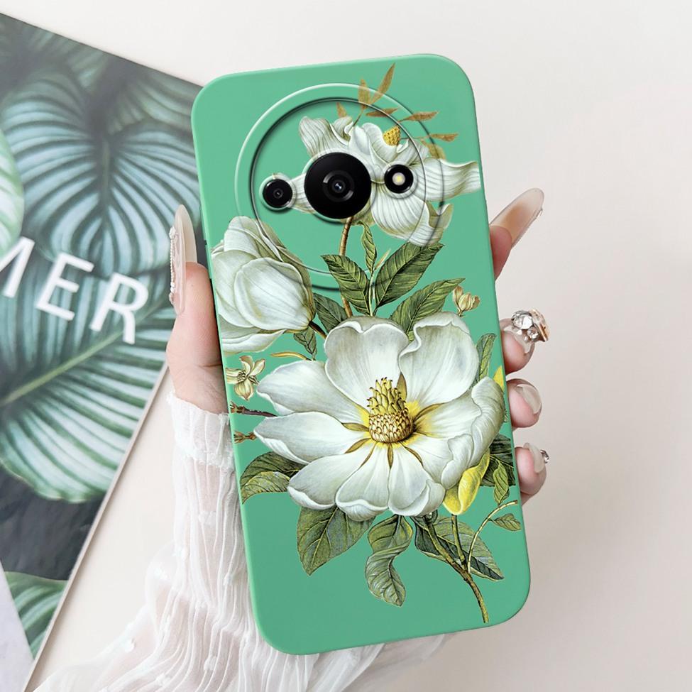 Für Redmi A3 Hülle Niedliche Cartoon Katze Ästhetisch Blumenmädchen Junge Stoßfeste Silikon-Rückabdeckung Für Xiaomi Redmi A3 Handyhülle Coque