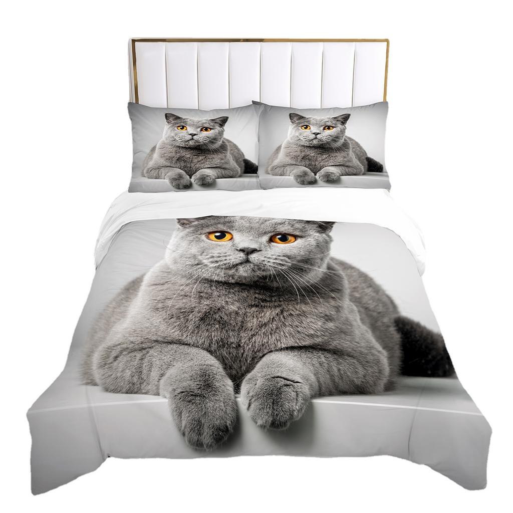 Cartoon Pet Cat/Dog/Zebra/Duvet Cover Set Animal Theme Bedding Set Queen Soft Comforter Cover For Kids Microfiber Bedclothes 3D