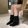 Internet Celebrity Same Fashion Boots Rhinestone Thin Boots Versatile Niche Single Boots Explosion Retro Style Pure Desire Spice Girl Style