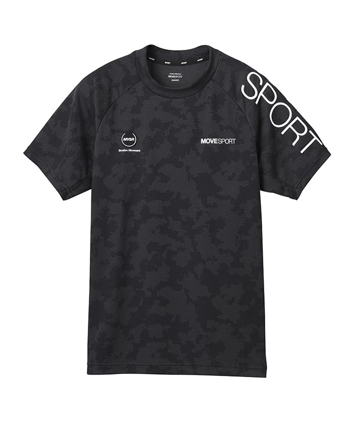 Move Sports Descente Short Sleeve UV Training Size M Men's T-Shirt, Protection, Sweat-Wicking, Quick-Drying, Stretch, Shirt, DX-C2854AZ, Black,