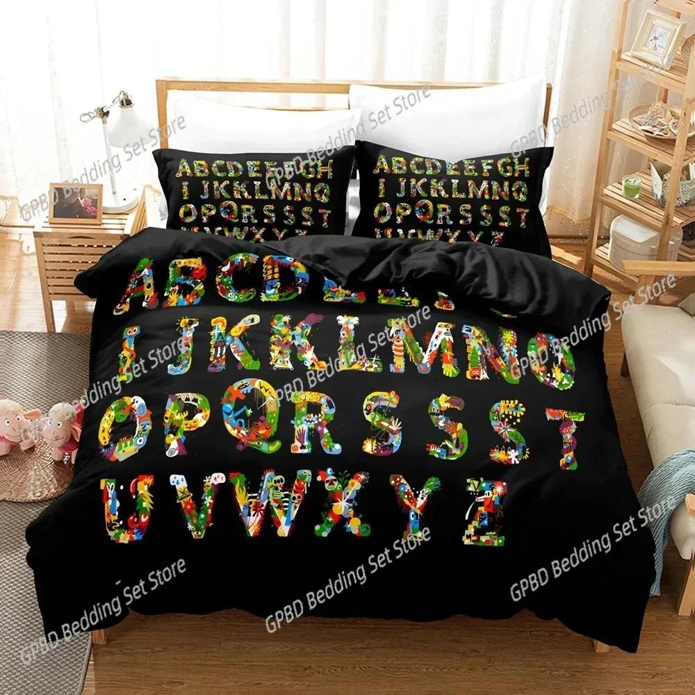 Alphabet Lore Beding Set 3D Printed Suitable for Bedrom Soft with Soft Fabric Duvet Cover Set With Pilowcases Children Kids Home Textile