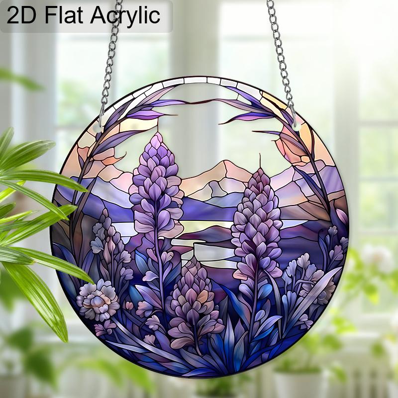 Acrylic Purple Lupine Flower Suncatcher Stained Glass Effect Window Hanging Ornament Nature Lover Gifts