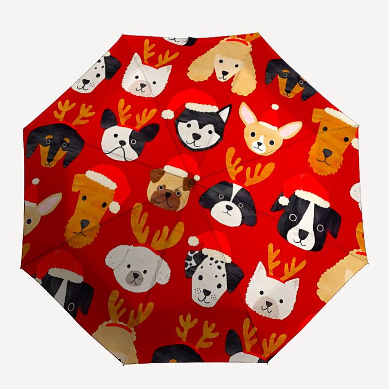 

1pc Christmas Dogs Automatic Folding Umbrella - Portable Collapsible 8-Rib Umbrella for All Seasons yy251119147